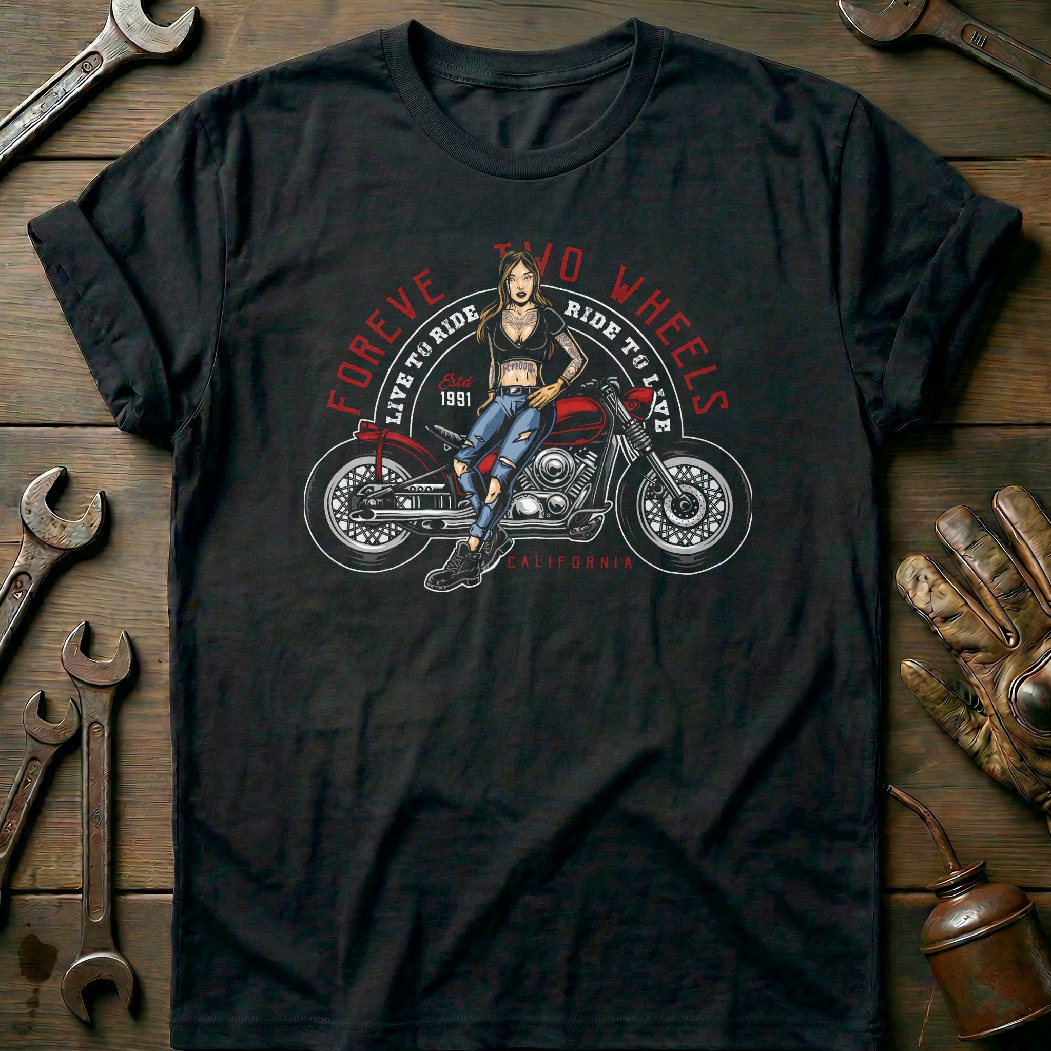 Black - two wheels vintage T Shirt
