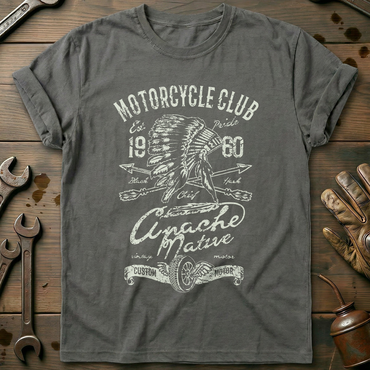 Charcoal - Apache Motor Club T Shirt
