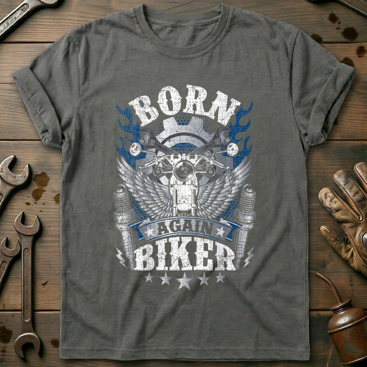 Charcoal - Biker Born Again T-Shirt