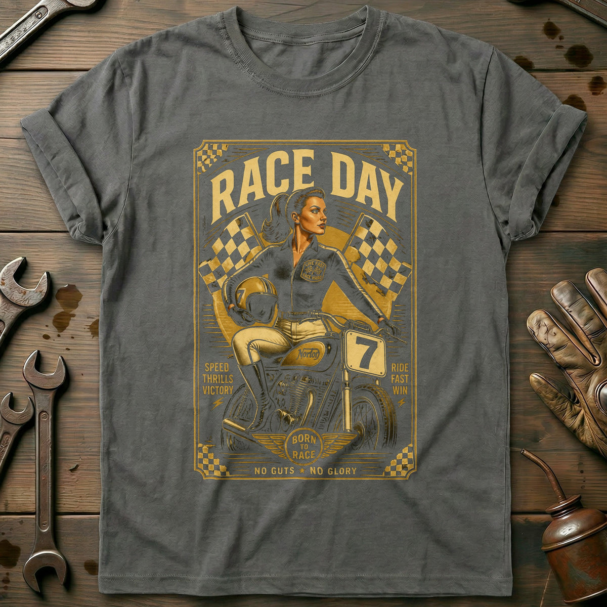 Charcoal - Born To Race 32 T Shirt