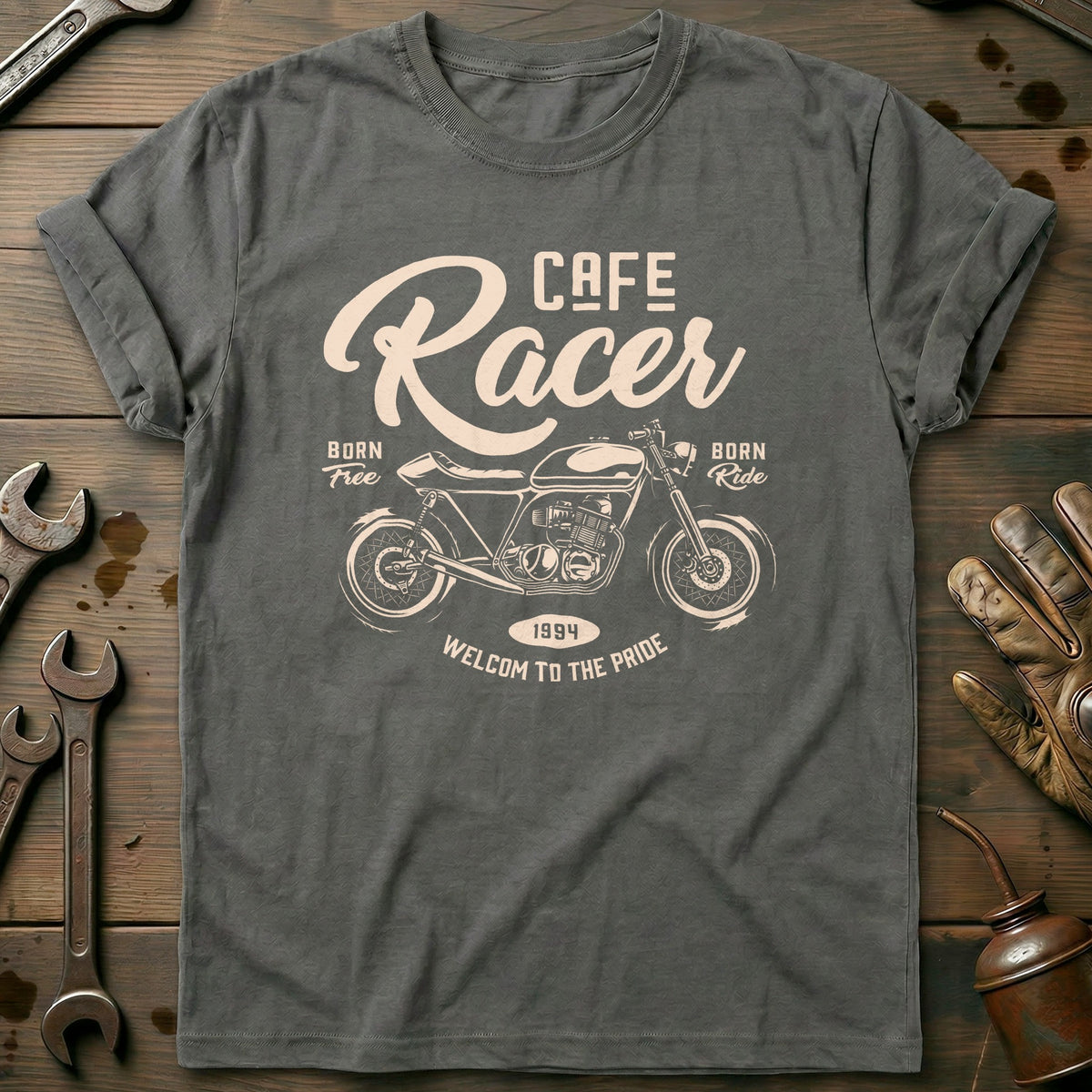 Charcoal - Cafe Racer Born T-Shirt