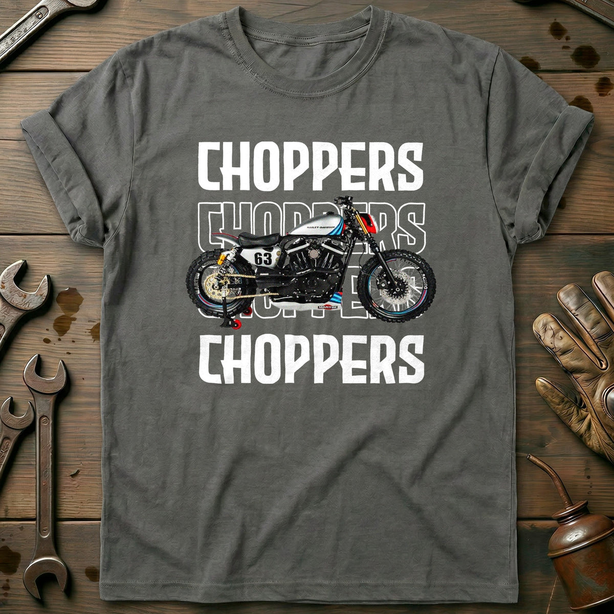 Charcoal - CHOPPERS WHITE 028 T Shirt