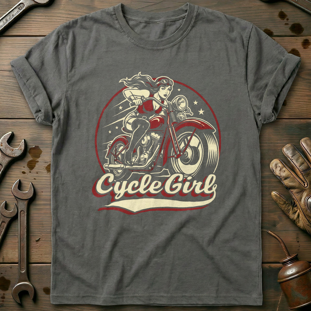 Charcoal - Cycle Pin Up 4 T Shirt