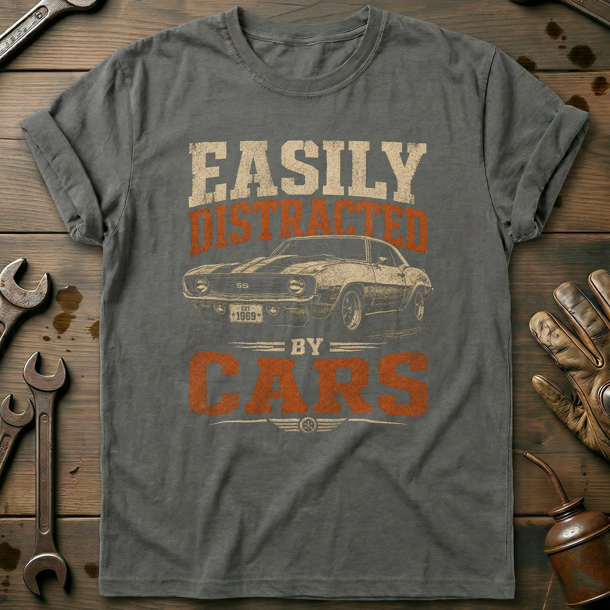 Charcoal - Easily Distracted By Bikes T Shirt