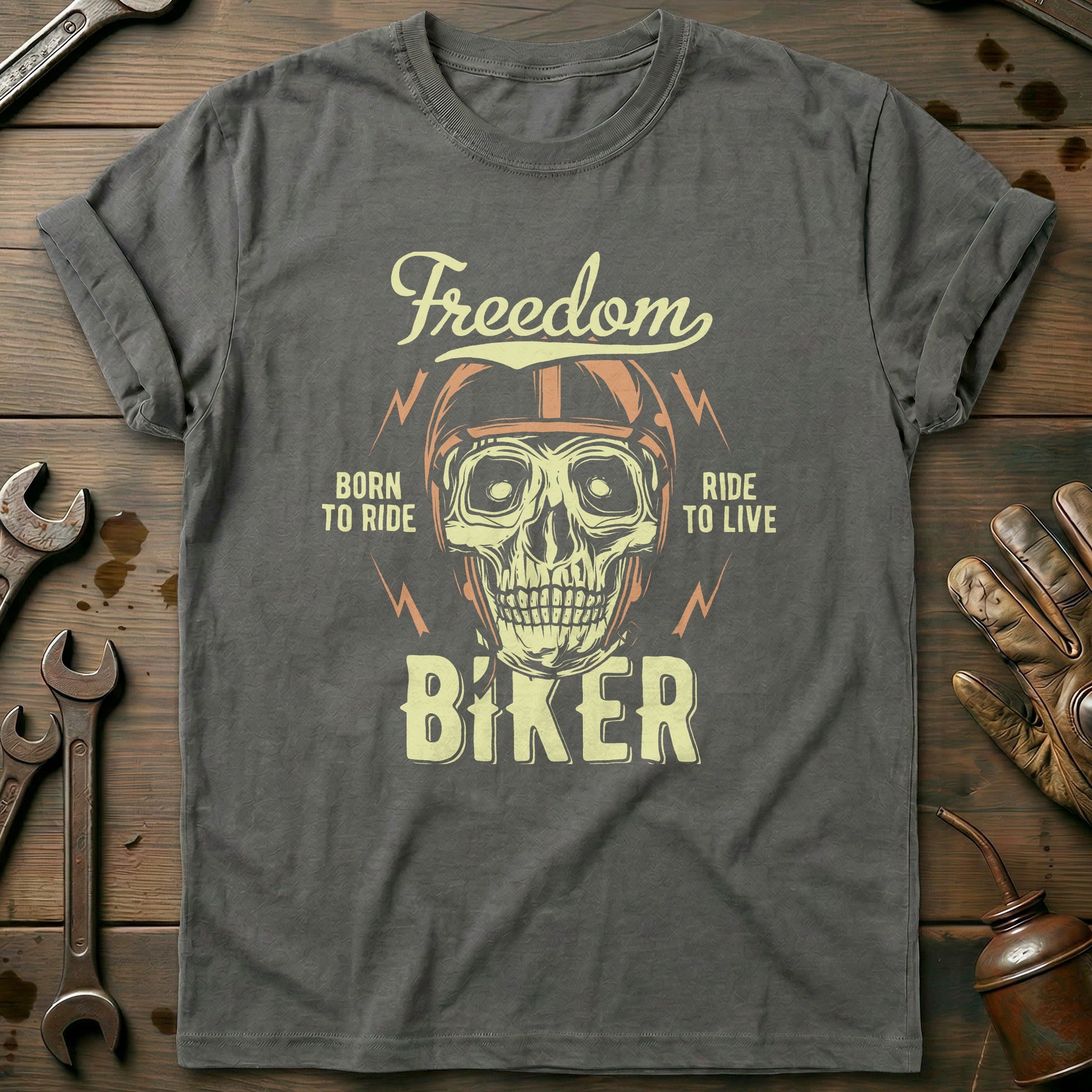 Charcoal - Freedom Biker T-Shirt