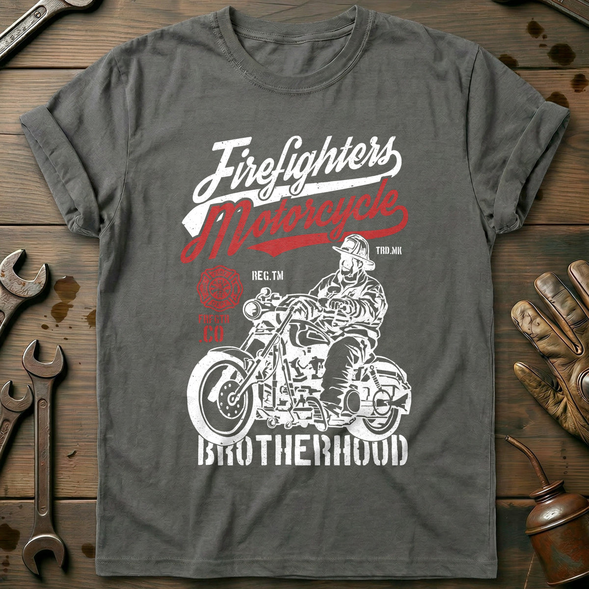 Charcoal - Firefighters Motorcycle T Shirt