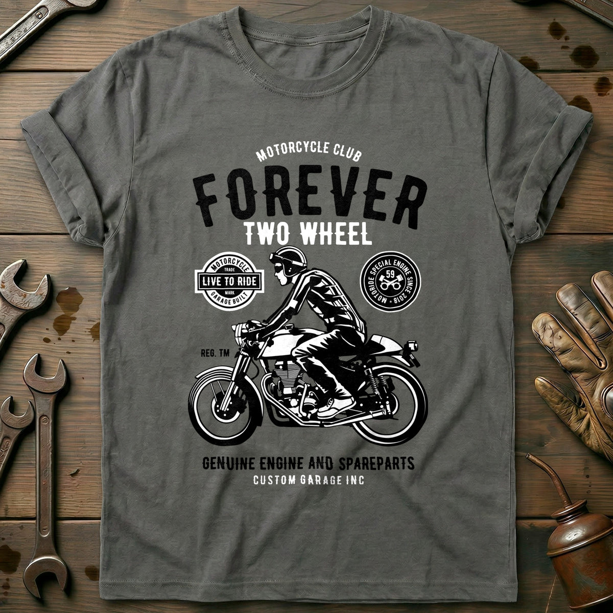 Charcoal - Forever Two Wheels 55 T Shirt