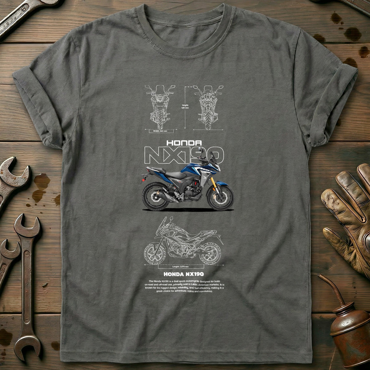 Charcoal - HONDA NX190 T Shirt