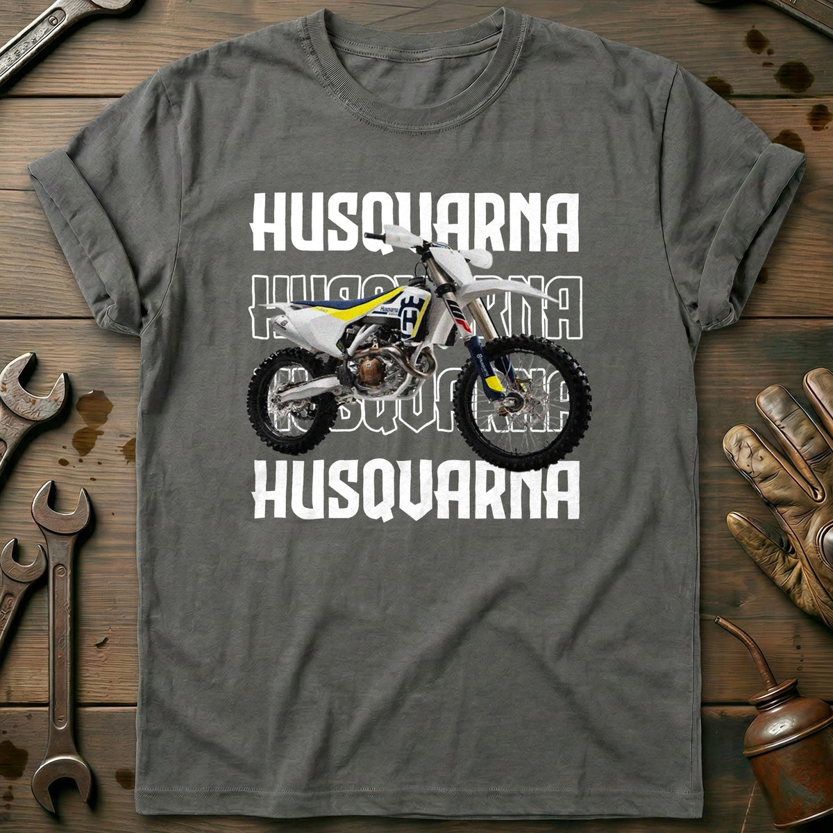 Charcoal - HUSQVARNA MOTOCROS WHIET 028 T Shirt
