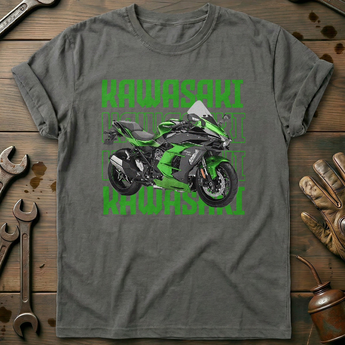 Charcoal - KAWASAKI H2R GREEN 028 T Shirt