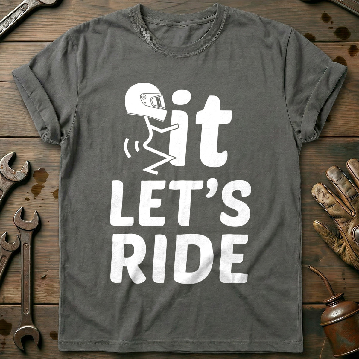 Charcoal - Fit Lets Ride T-Shirt