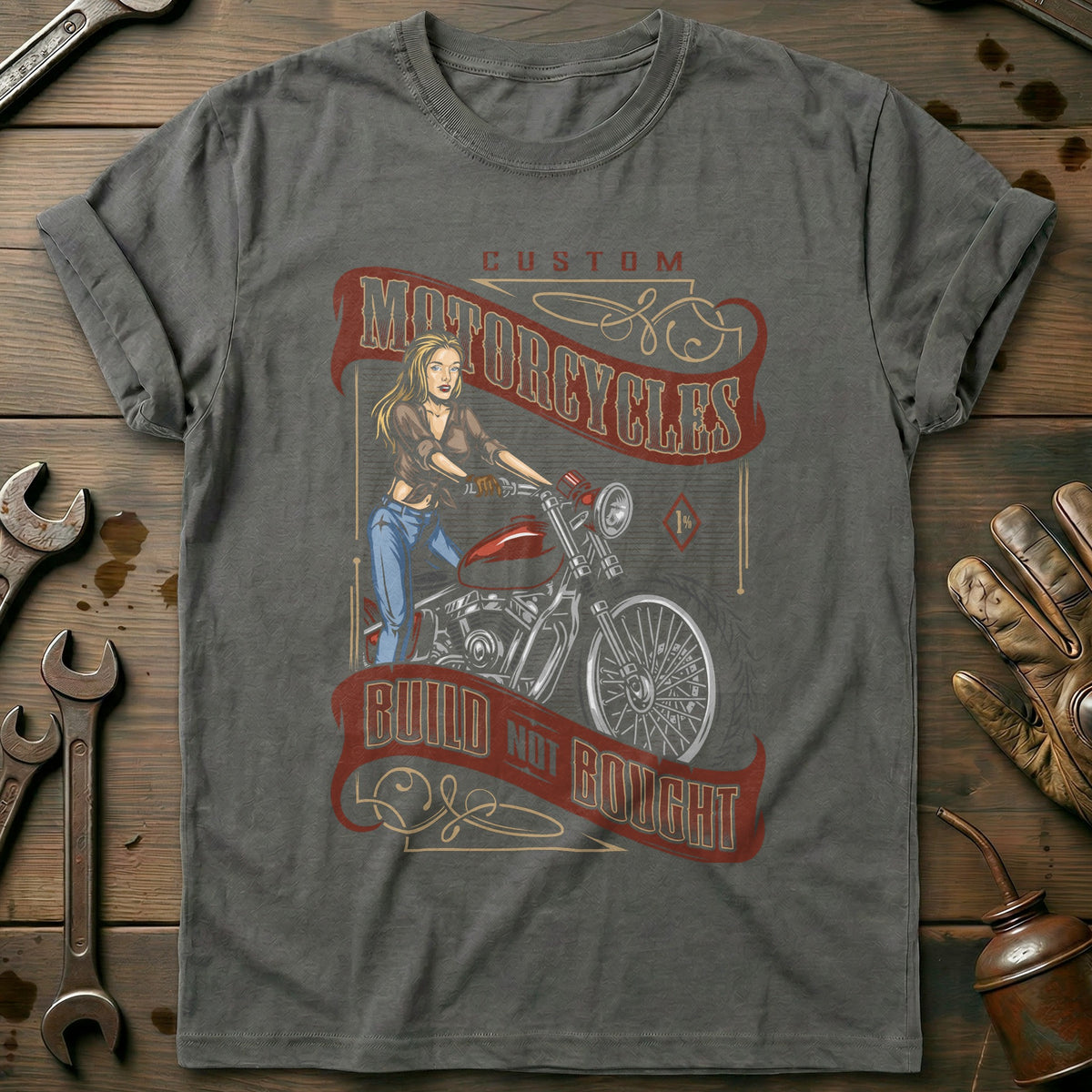 Charcoal - Motorcycle Rider 44 Vintage T Shirt
