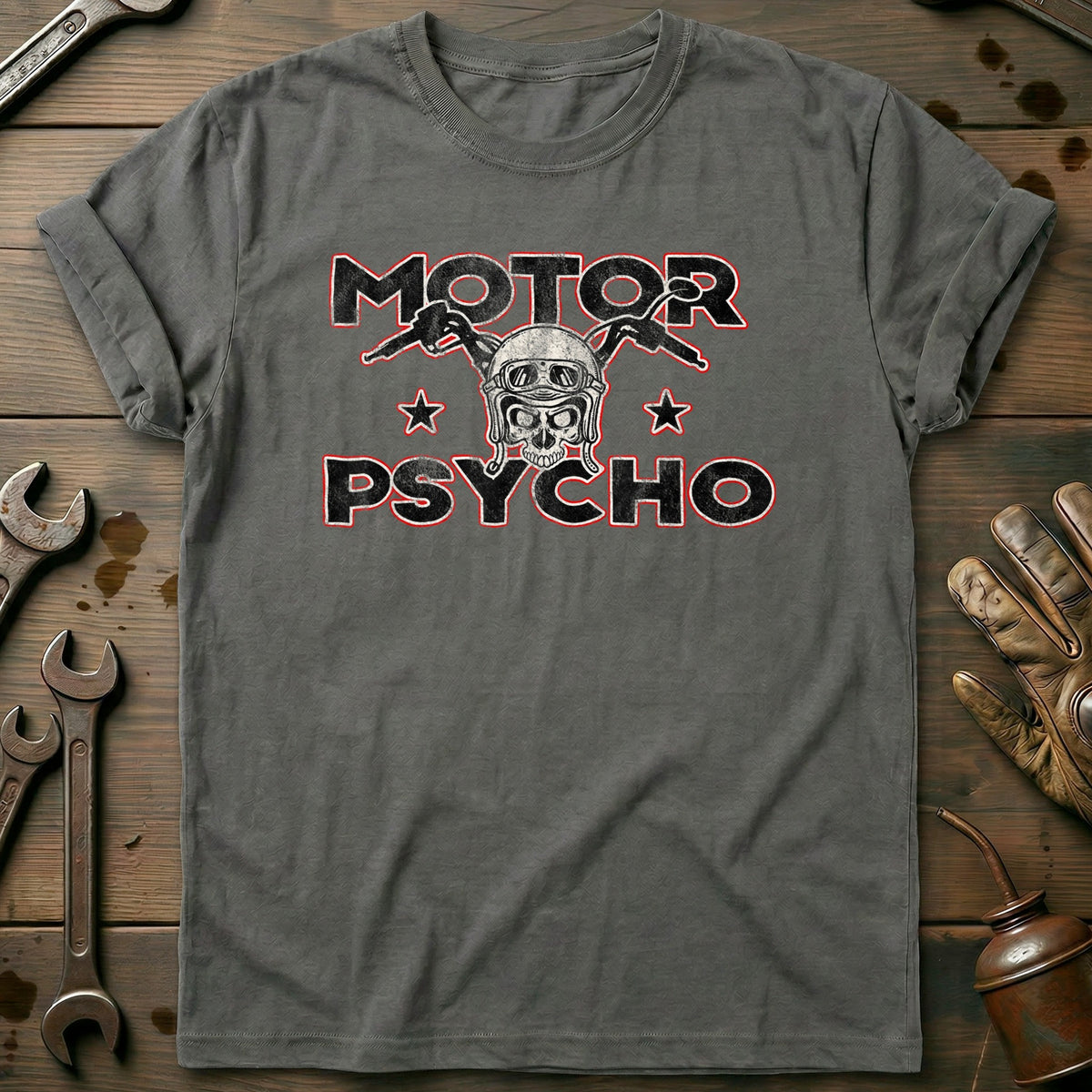 Charcoal - Motorpsycho Skull T-Shirt