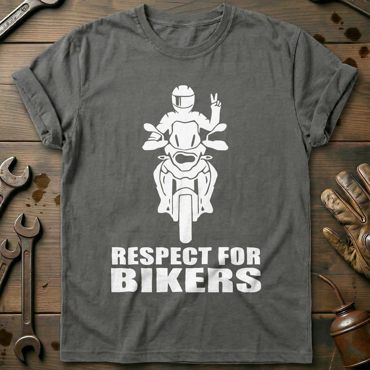 Charcoal - Respect For Bikers 8 T Shirt