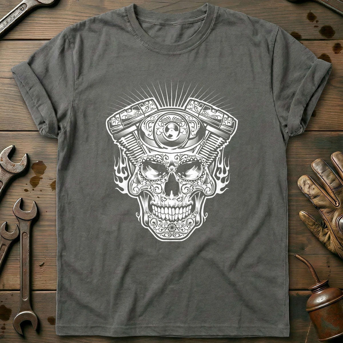 Charcoal - Skull Engine - T-Shirt
