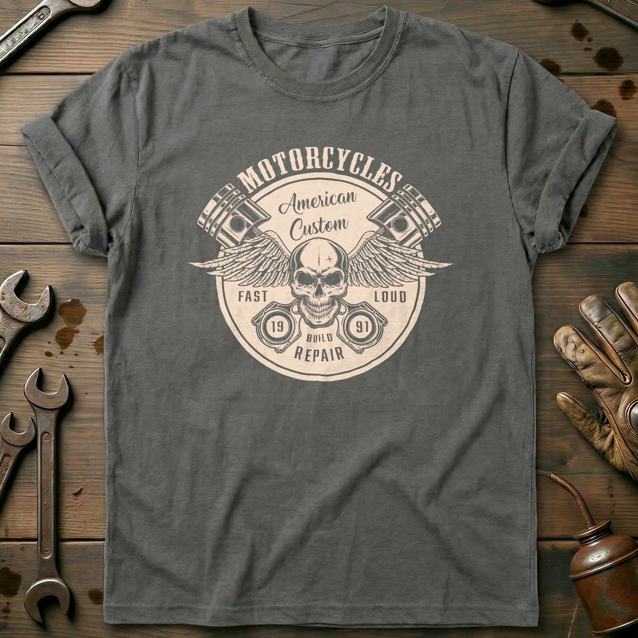 Charcoal - Skull & Wings America T-Shirt