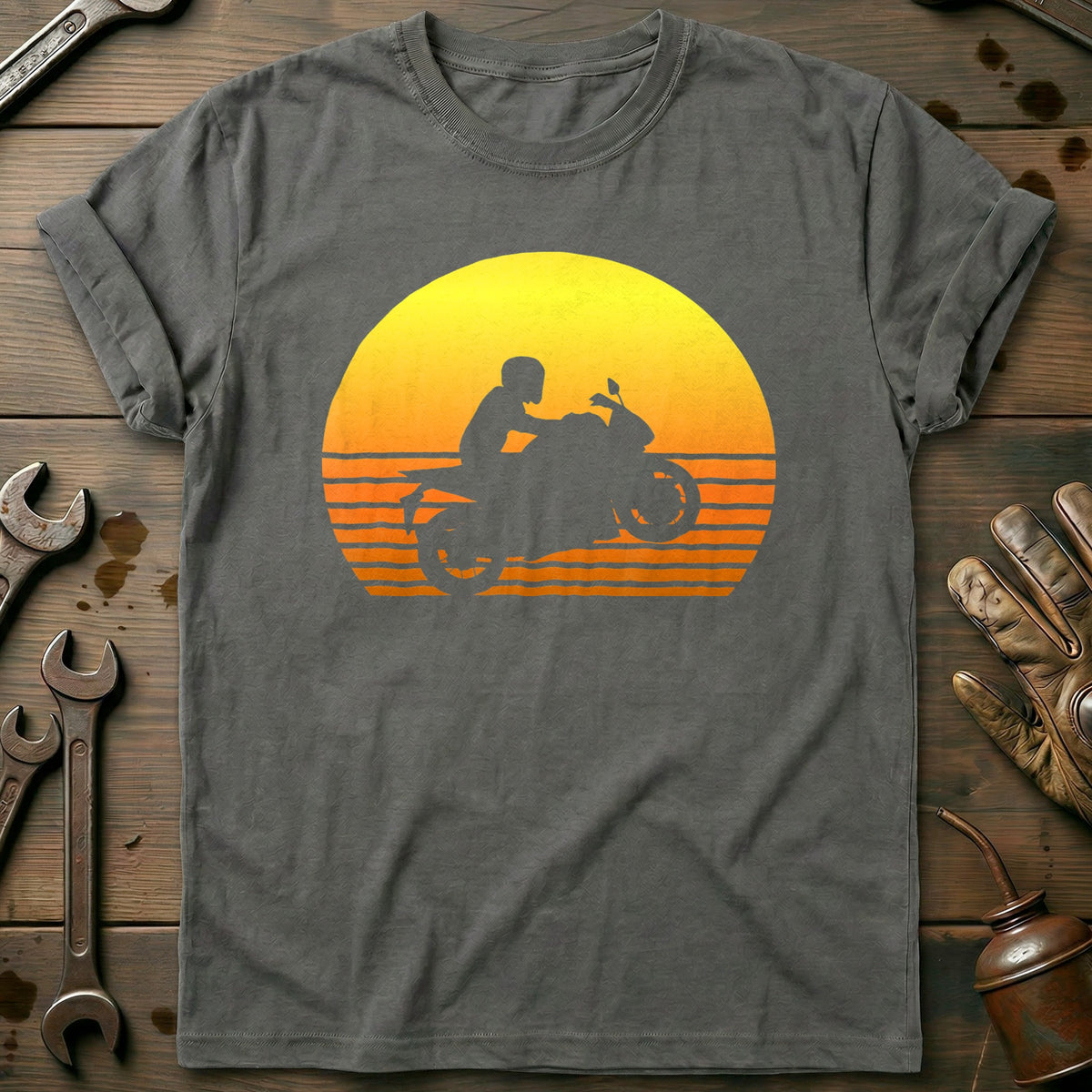 Charcoal - Sunset Motorcycle T-Shirt