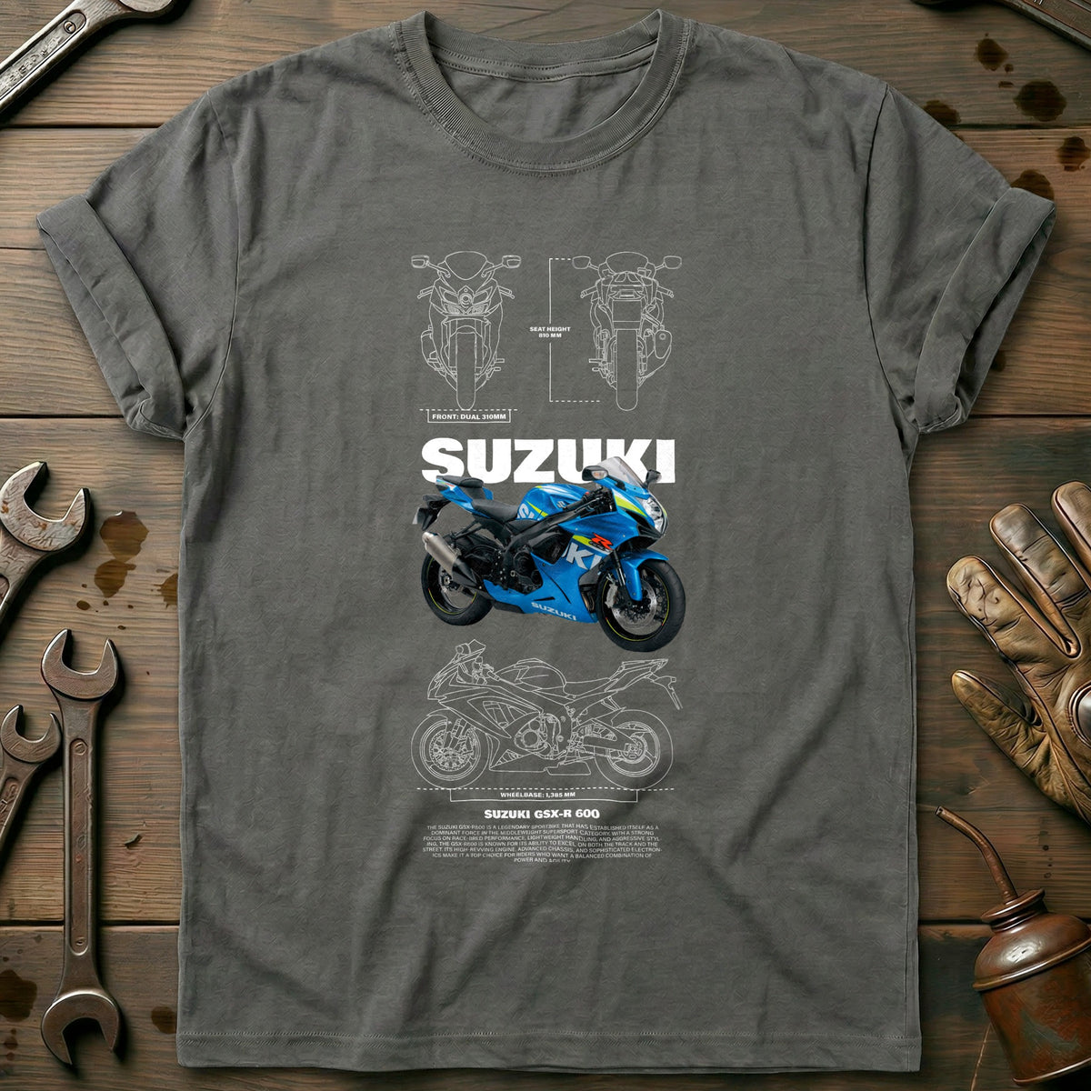 Charcoal - Suzuki GSX-R 600 T Shirt