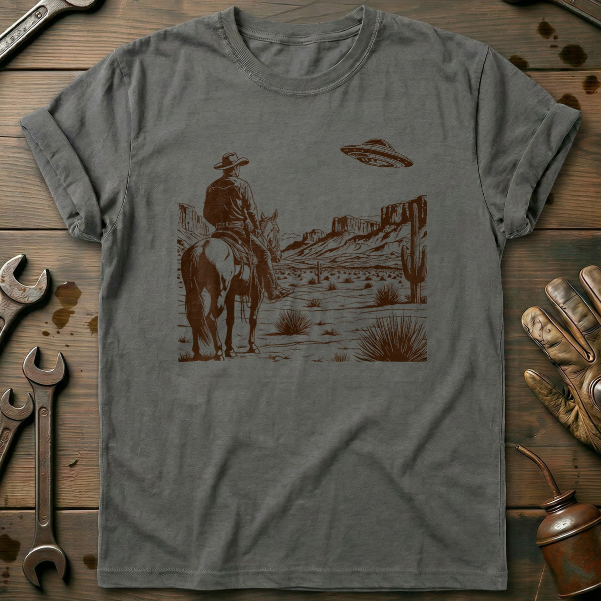 Charcoal - UFO Western - T-Shirt