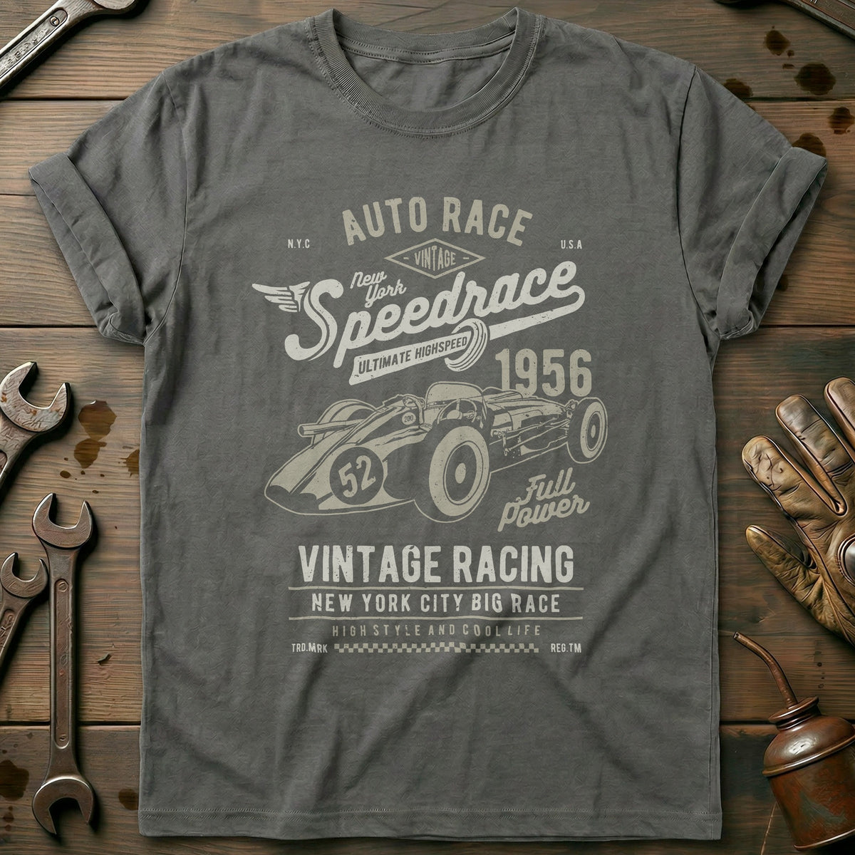 Charcoal - Vintage Speed Racer T Shirt