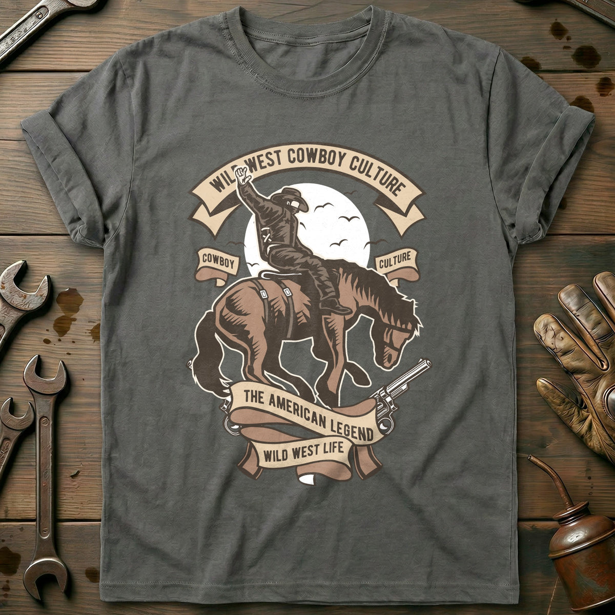 Charcoal - Wild West Cowboy T-Shirt