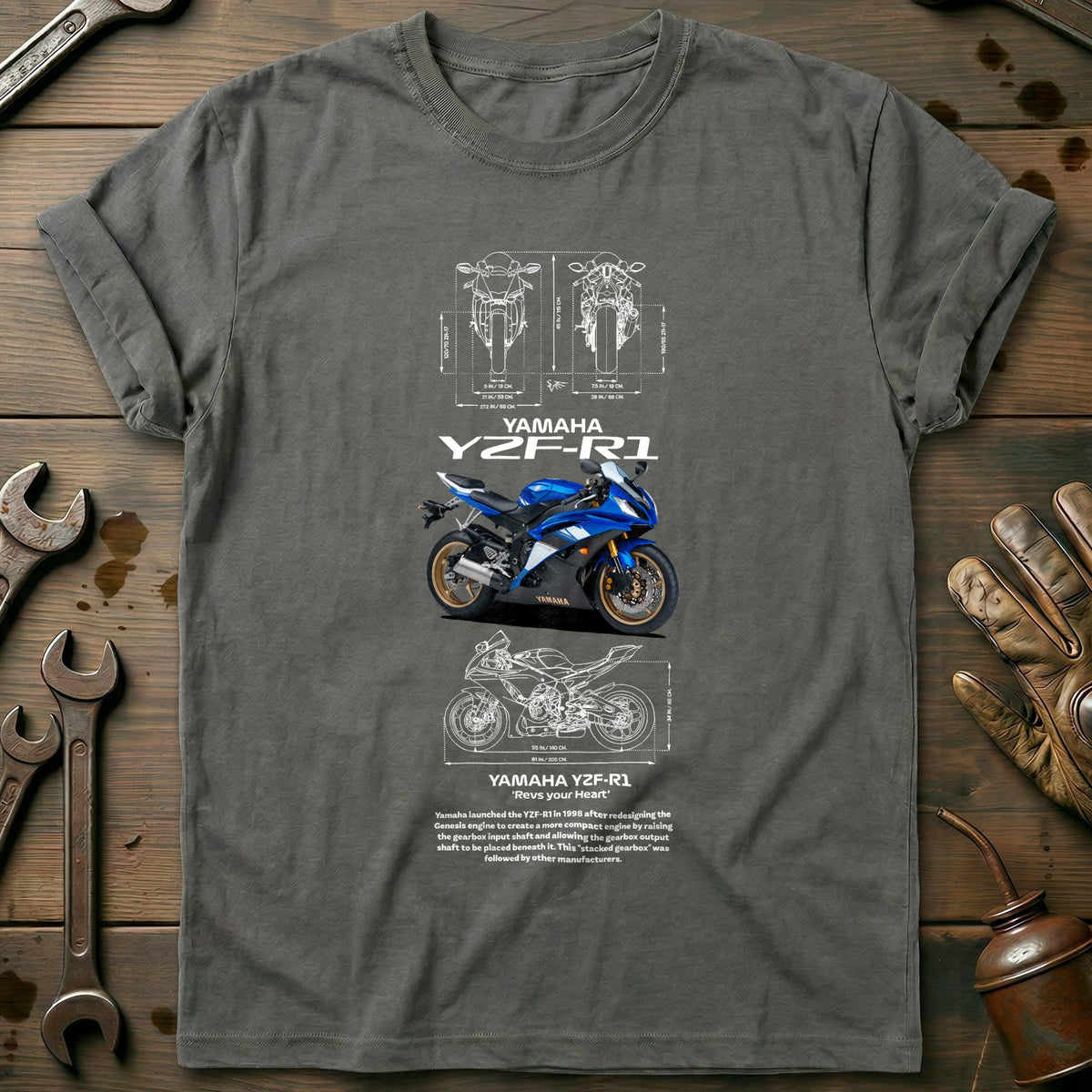 Charcoal - YAMAHA YZF-R1 azul 2 T Shirt