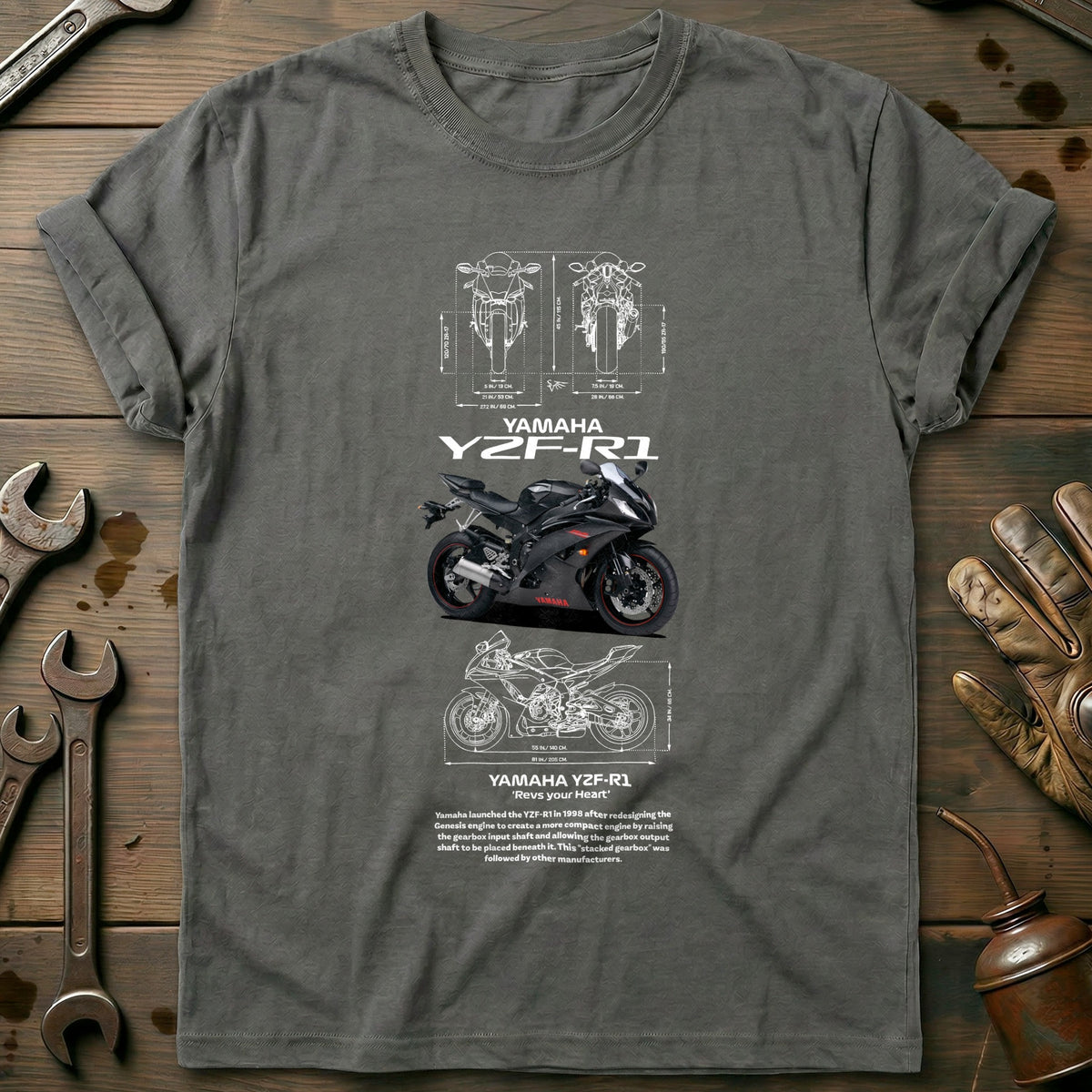 Charcoal - YAMAHA YZF-R1 white T Shirt
