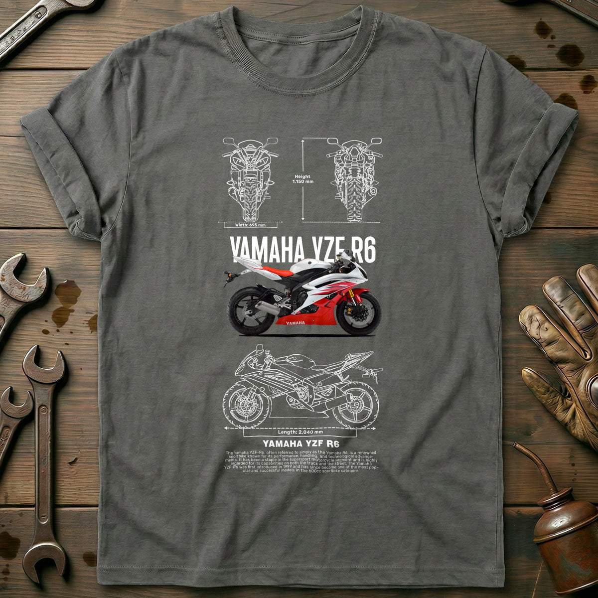 Charcoal - YAMAHA YZF R6 T Shirt