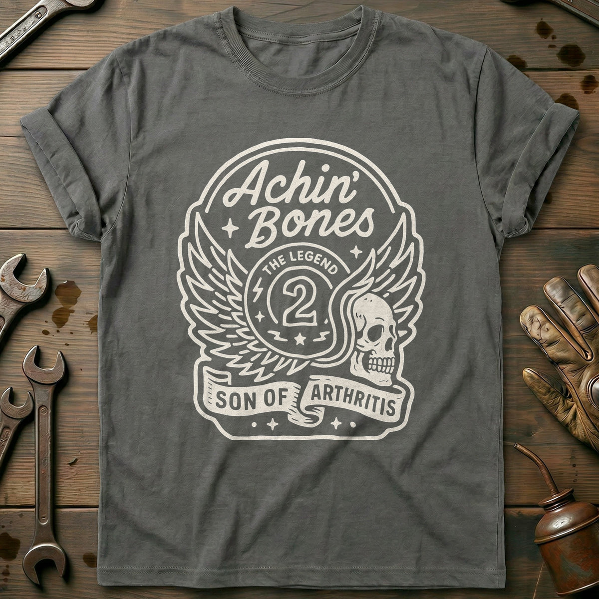 Charcoal - achin bones 50 motocycle T Shirt