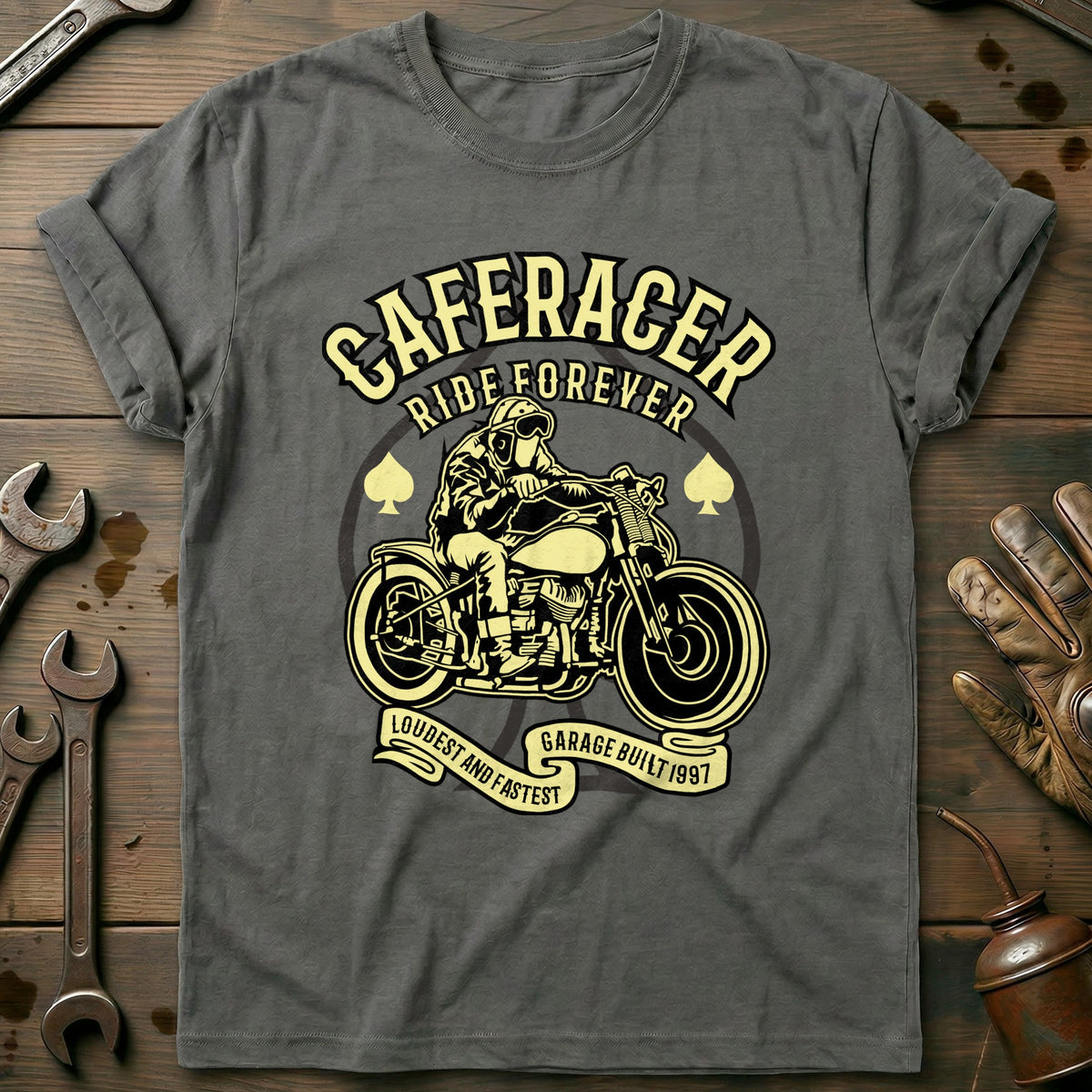 Charcoal - Bikers Cafe Racer T-Shirt