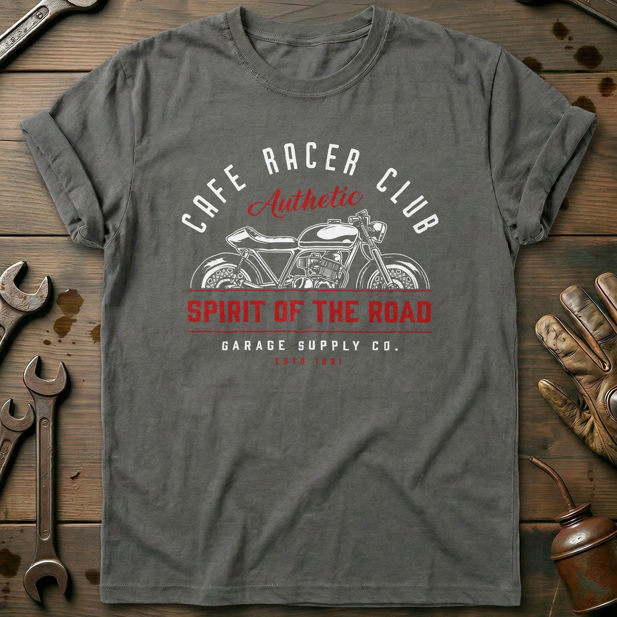 Charcoal - cafe racer club T Shirt