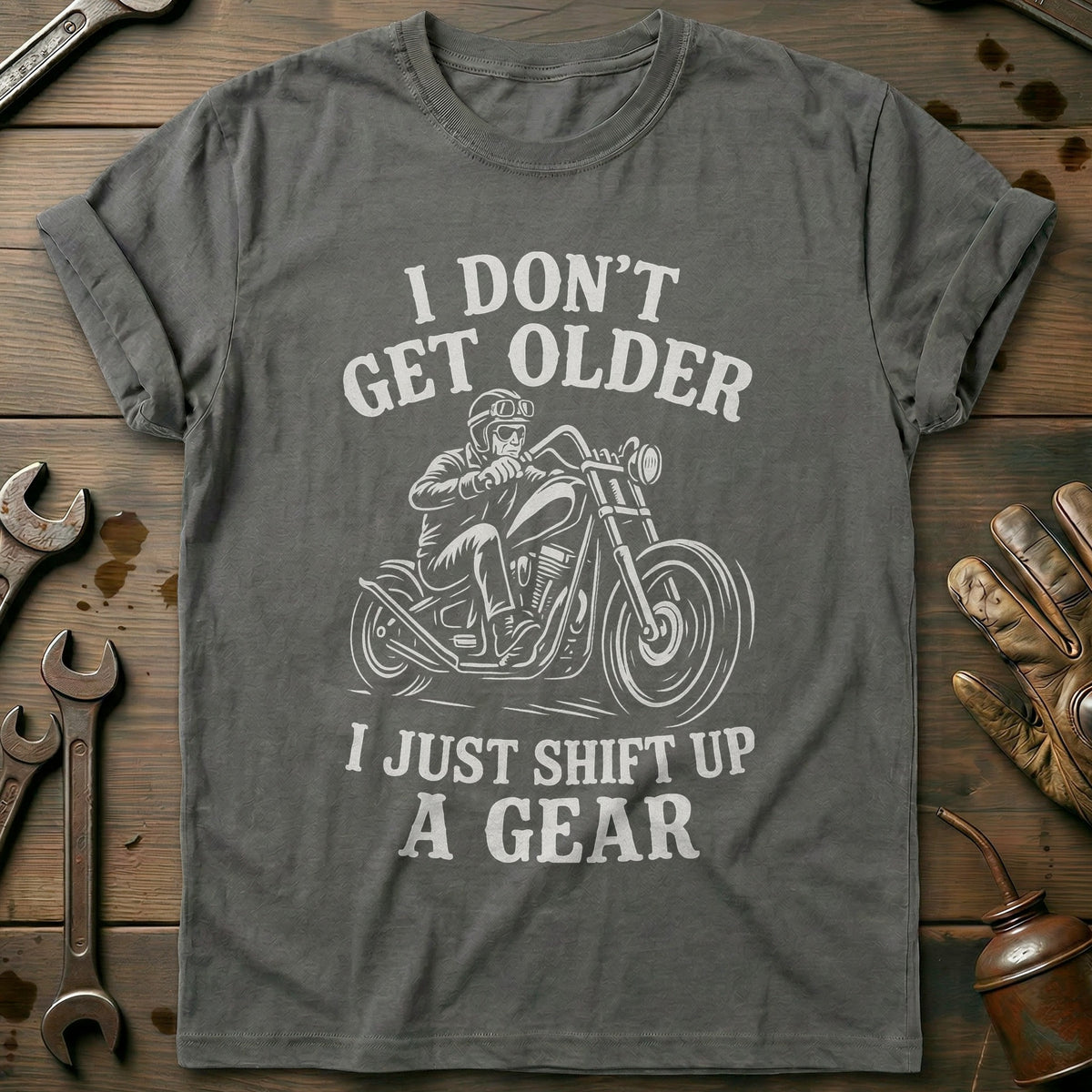 Charcoal - dont get older shift gear T Shirt