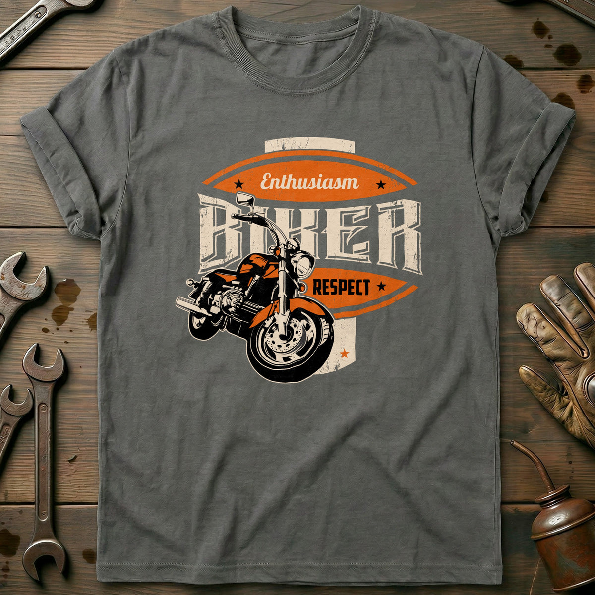 Charcoal - Enthusiasm Biker T-Shirt