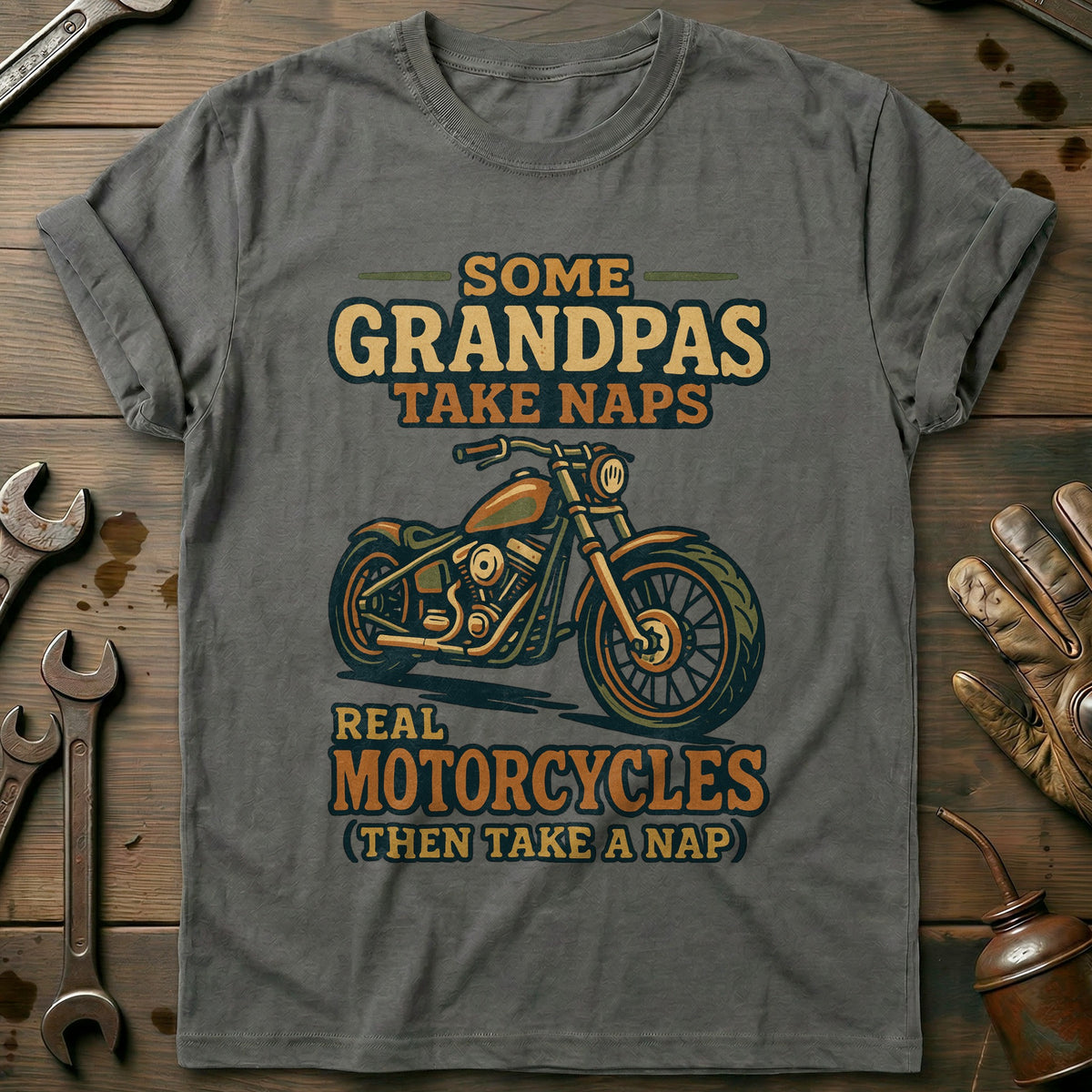 Charcoal - grandpas 26 motorcycle T Shirt