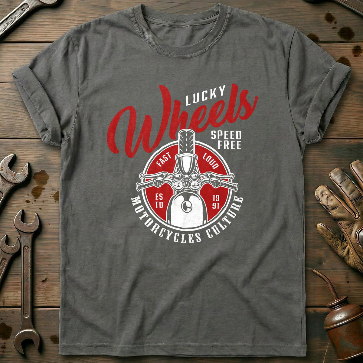 Charcoal - lucky wheels vintage T Shirt