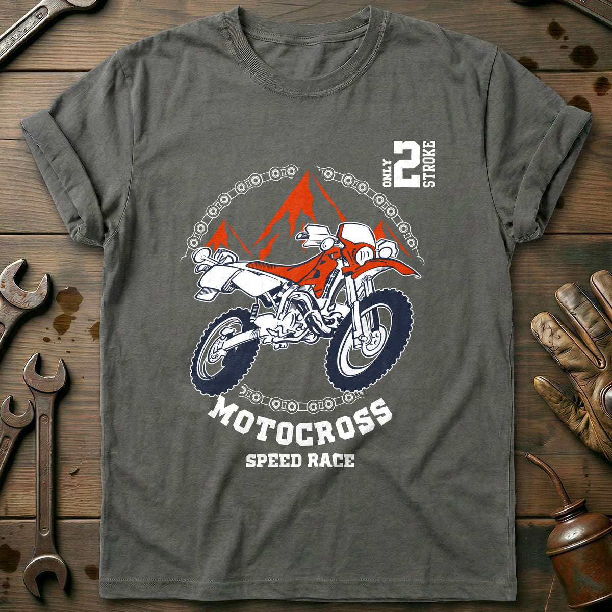 Charcoal - Born To Motocross T Shirt