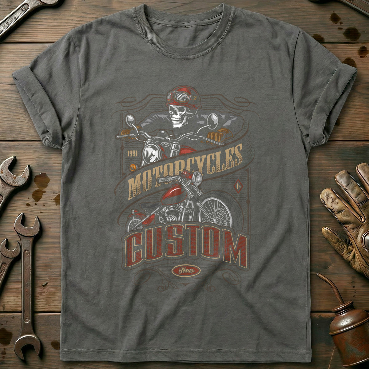 Charcoal - motorcycles skull vintage T Shirt