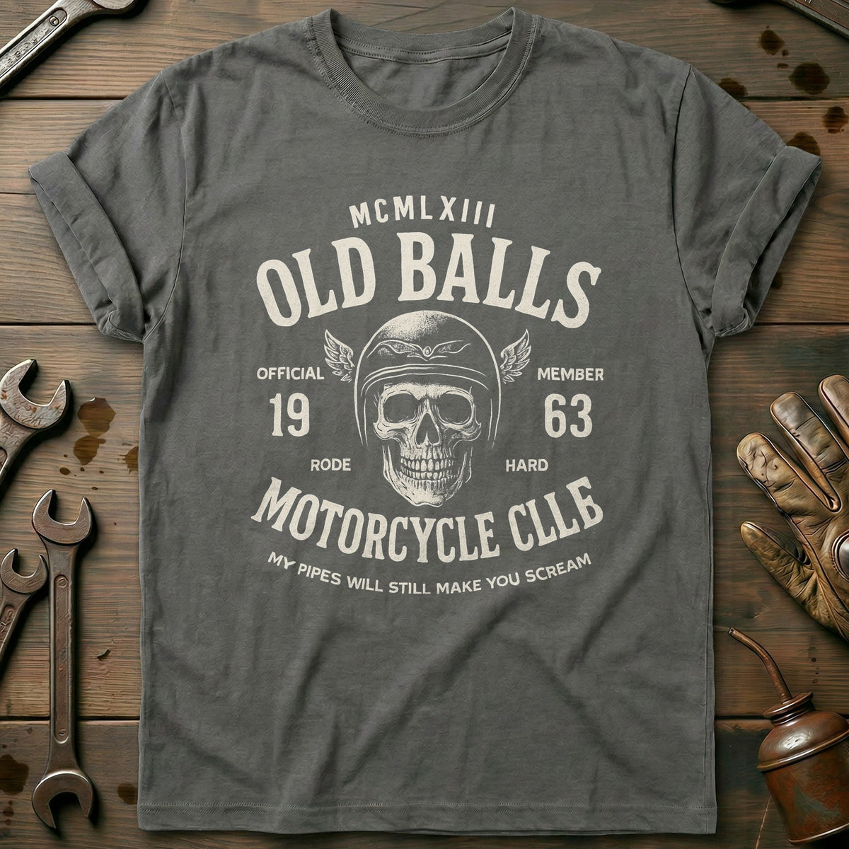 Charcoal - old balls motocycle T Shirt