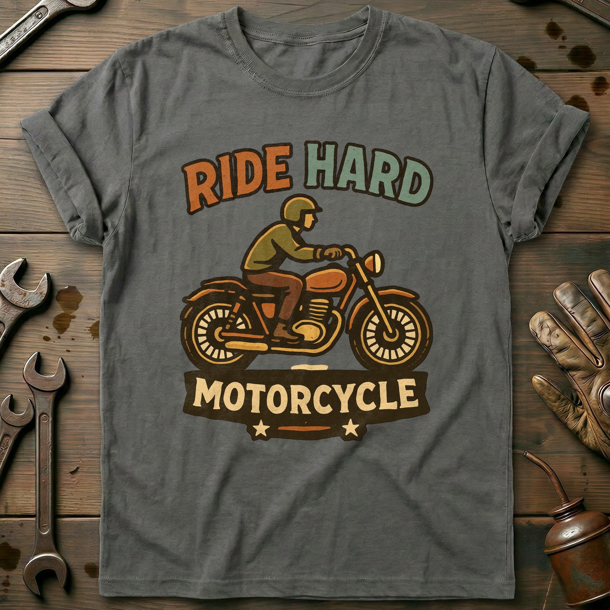 Charcoal - ride hard 35 motorcycle T Shirt