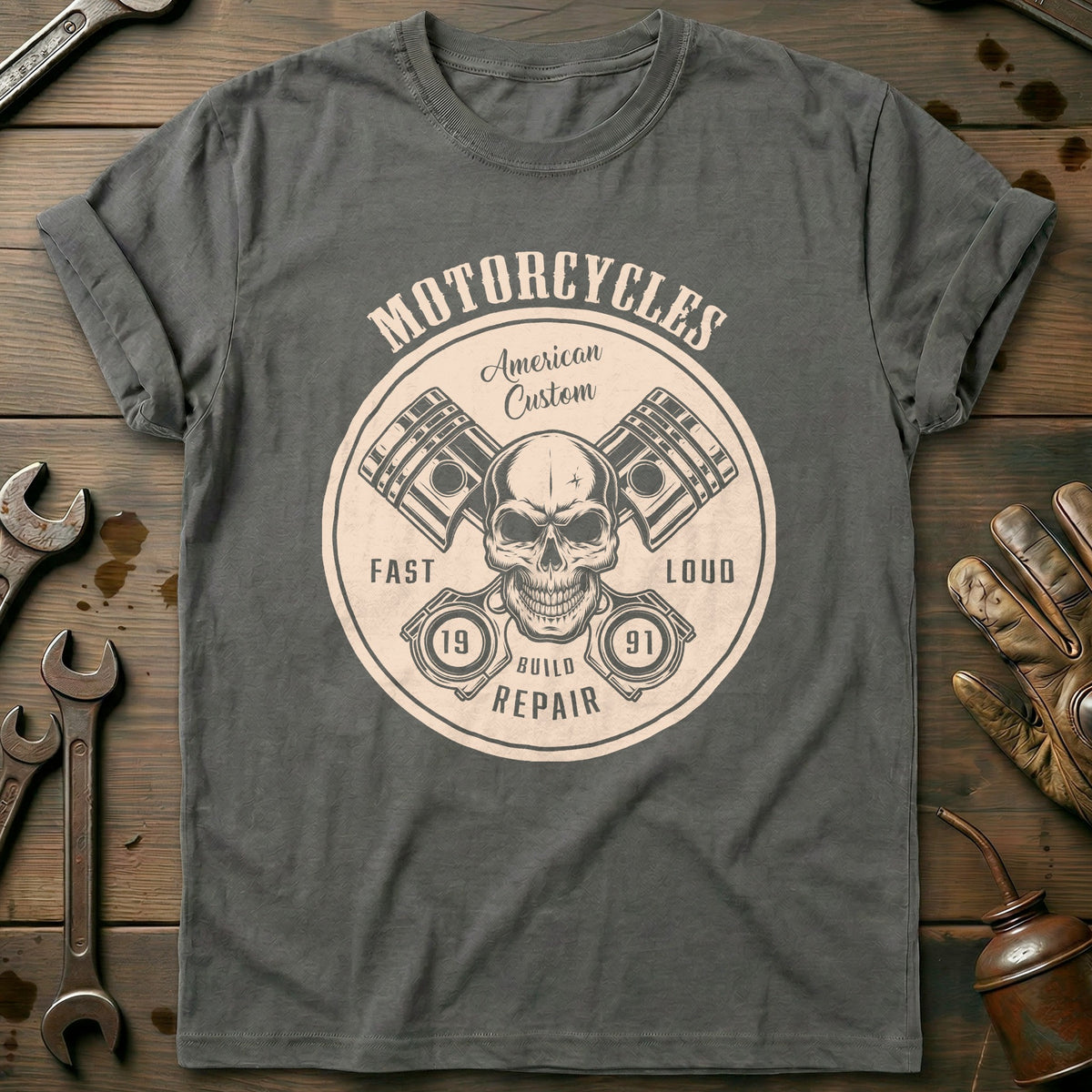 Charcoal - Skull & Gears T-Shirt