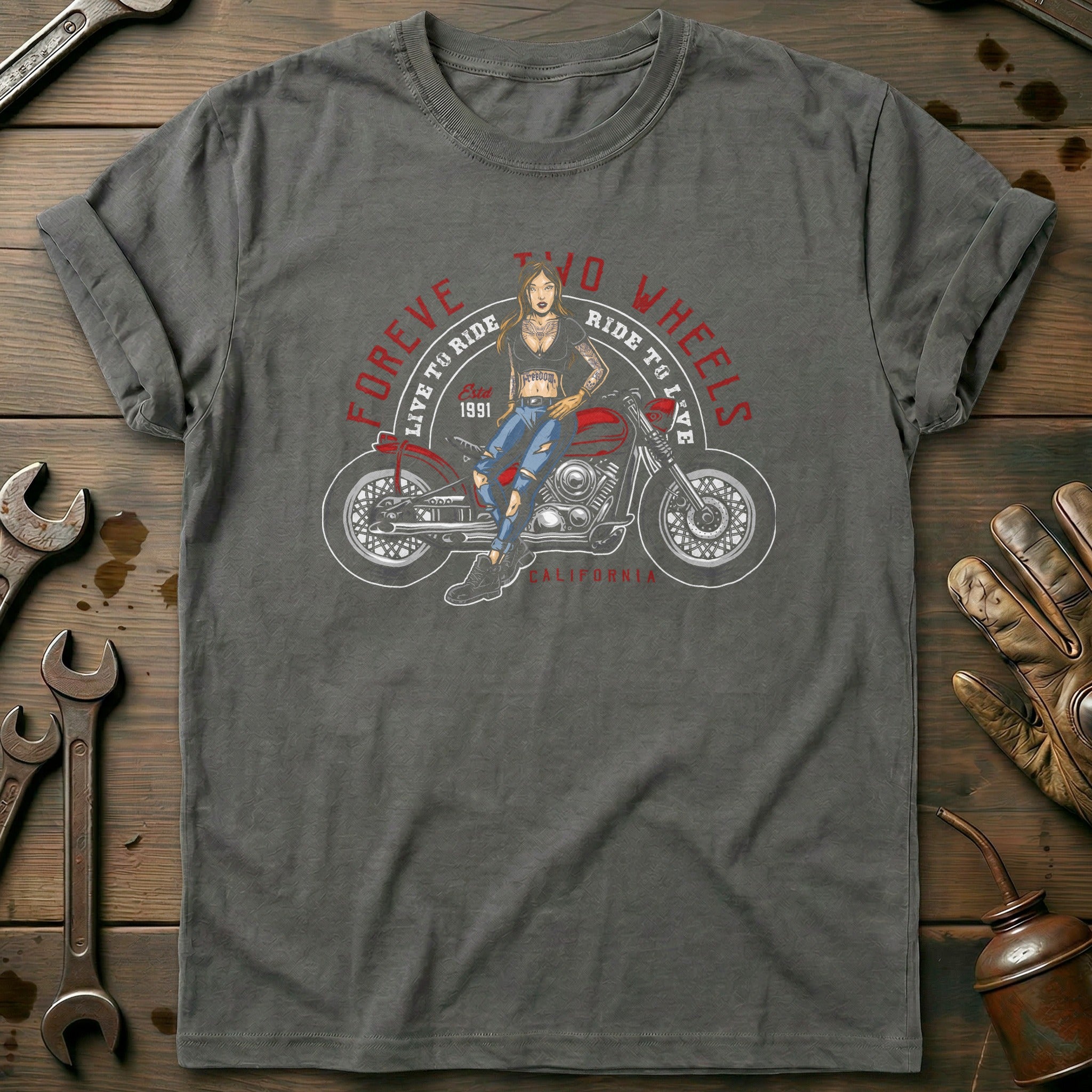 Charcoal - two wheels vintage T Shirt