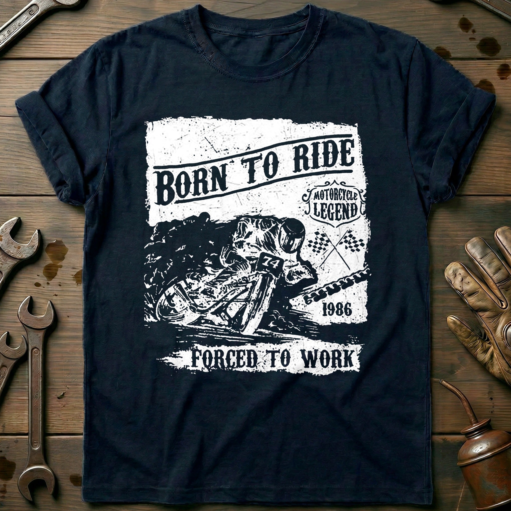 Navy - Bikers Born to T-Shirt