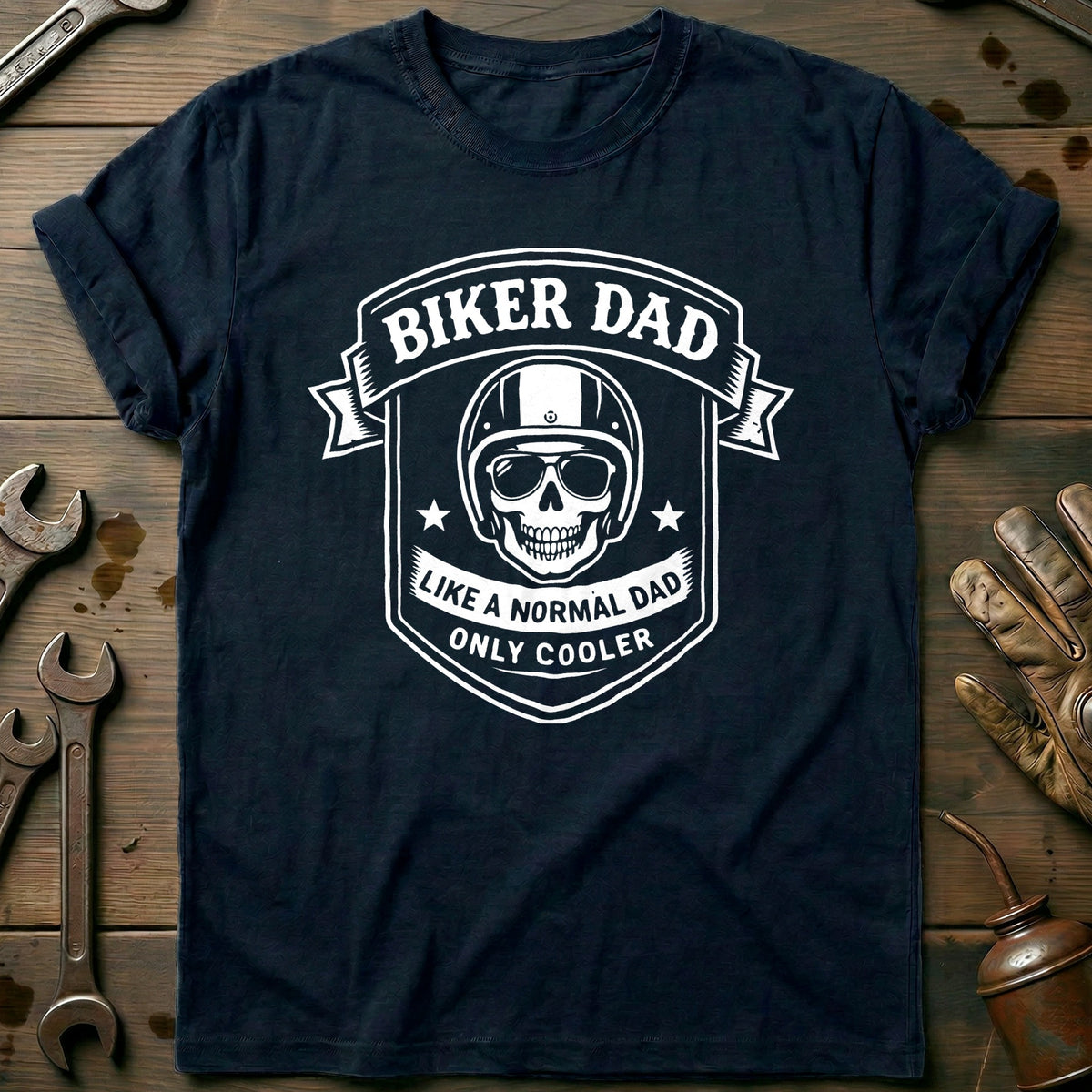 Navy - BIKER DAD 026 T Shirt