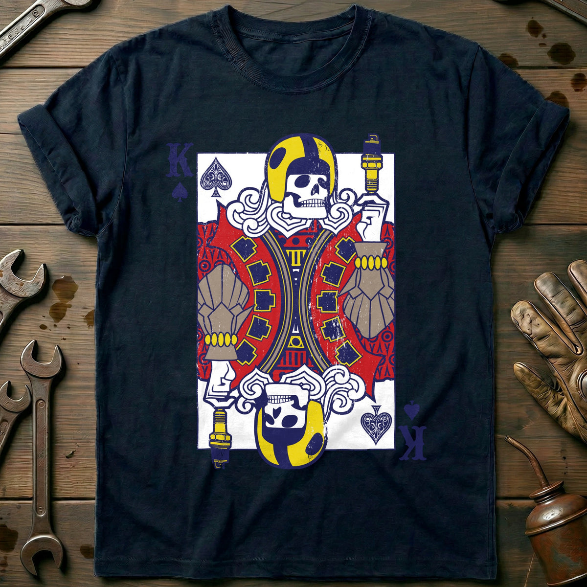 Navy - Biker Playing T-Shirt