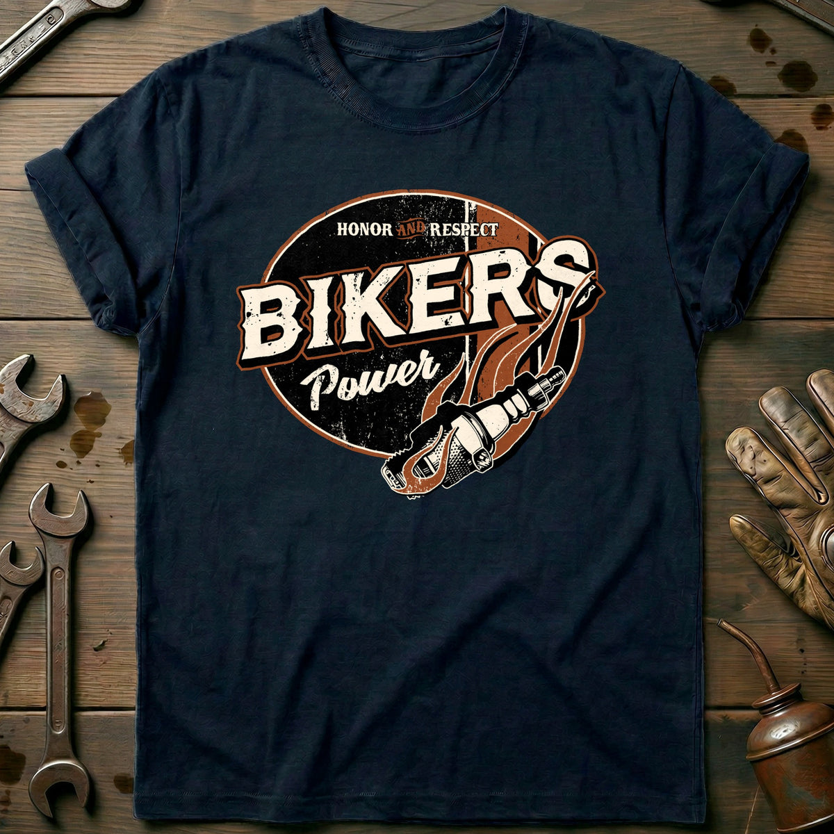 Navy - Biker Power T-Shirt