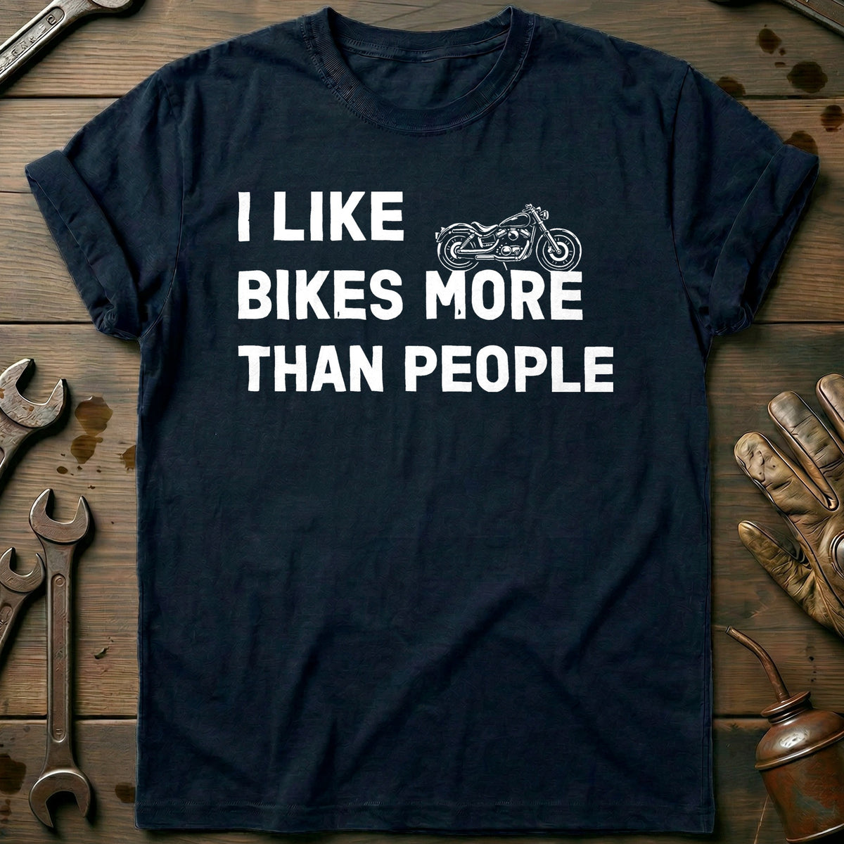 Navy - BIKES MORE THAN PEOPLE 026 T Shirt