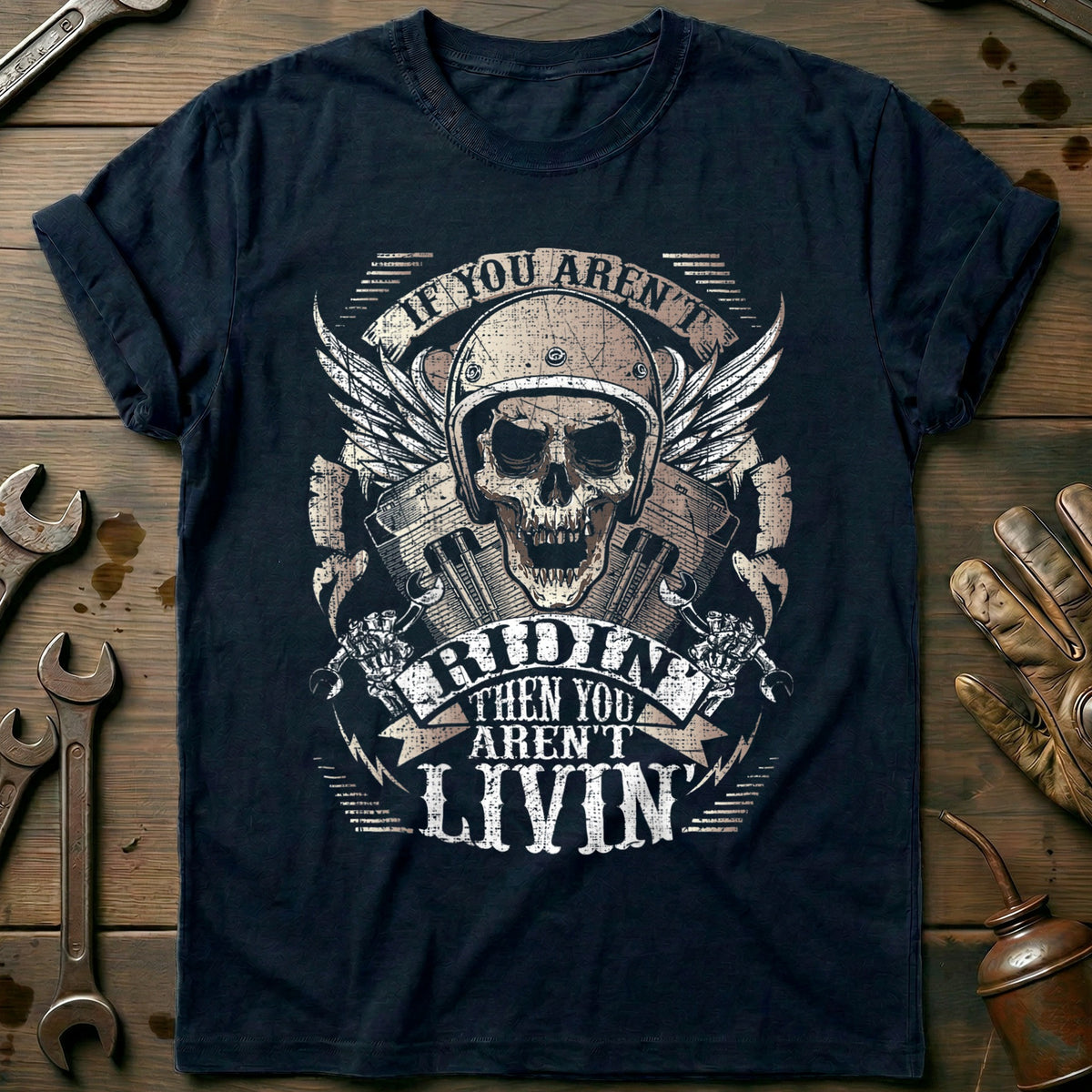 Navy - Biker Arent Ridin T-Shirt