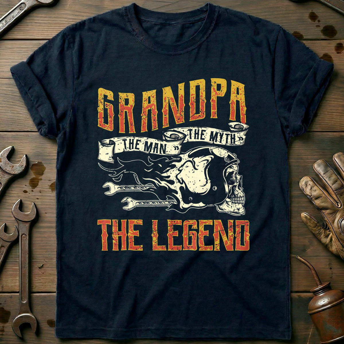 Navy - Biker Grandpa T-Shirt