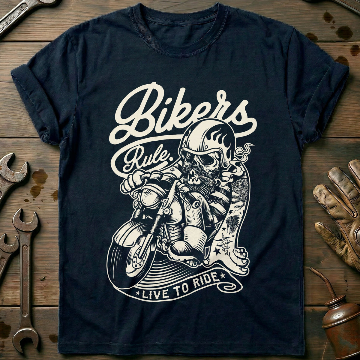 Navy - Bikers Rule Live T-Shirt