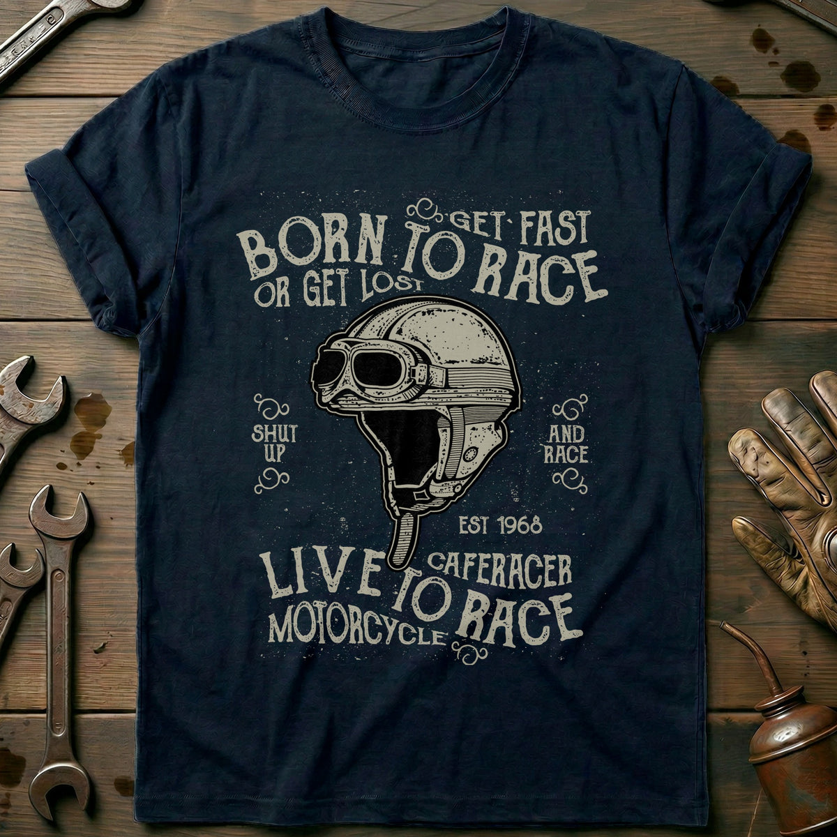 Navy - Born To Ride T-Shirt